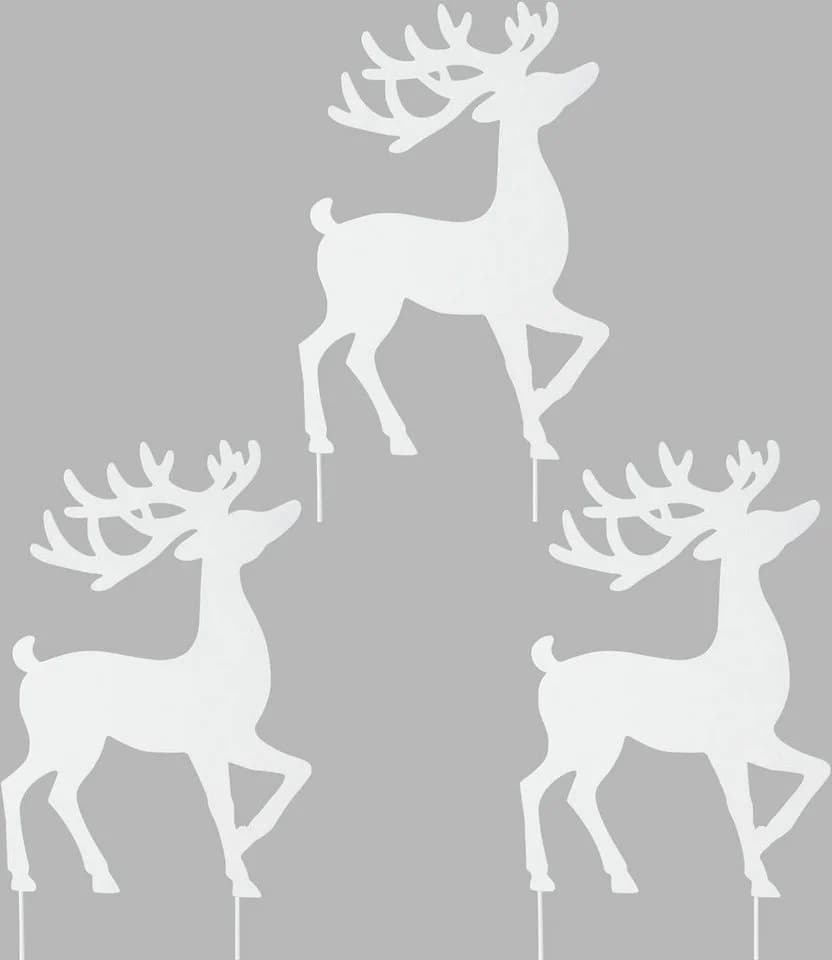 CREATIV DECO Weihnachtsfigur Hirsch 2er Set Weiß Metall - Bild 3