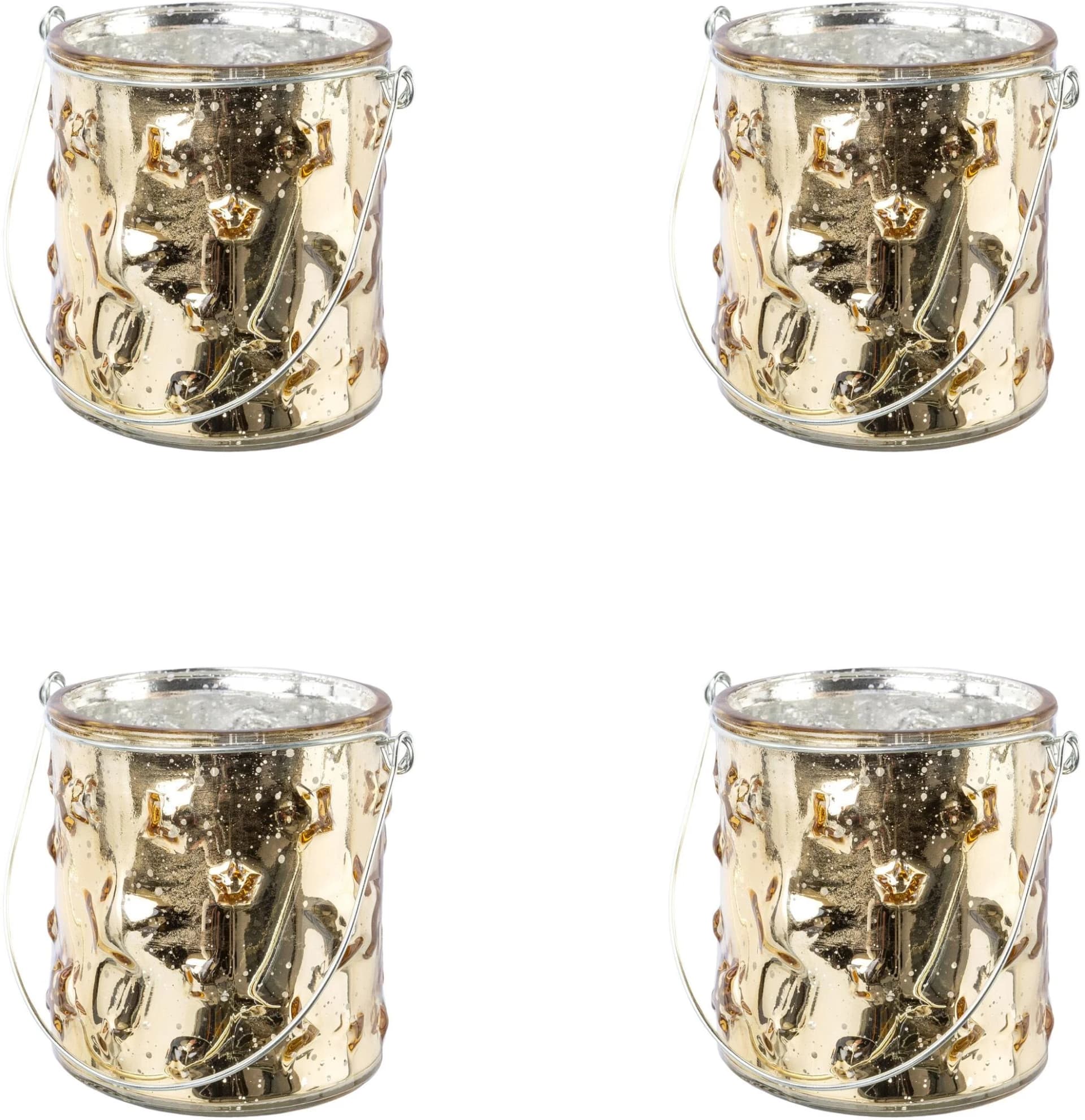 Windlicht CREATIV DECO Weihnachtsdeko Gold Glas 4er Set
