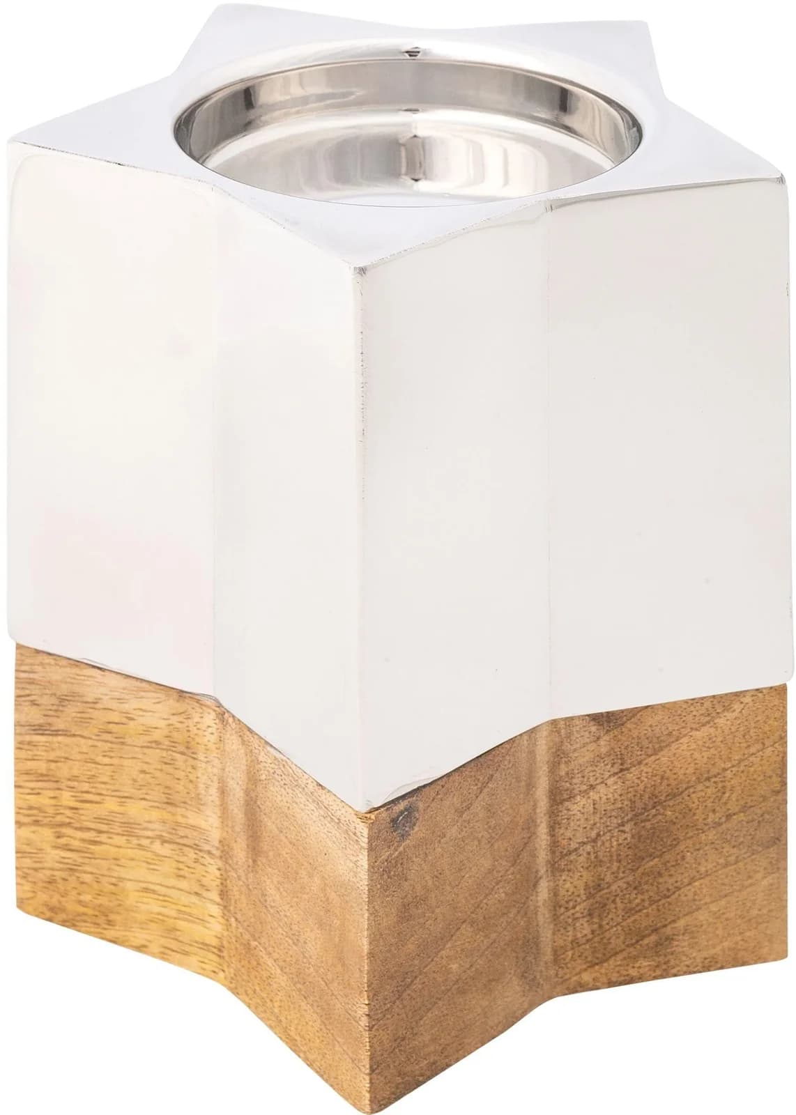 Kerzenhalter CREATIV DECO Weihnachtsdeko Mangoholz Edelstahl
