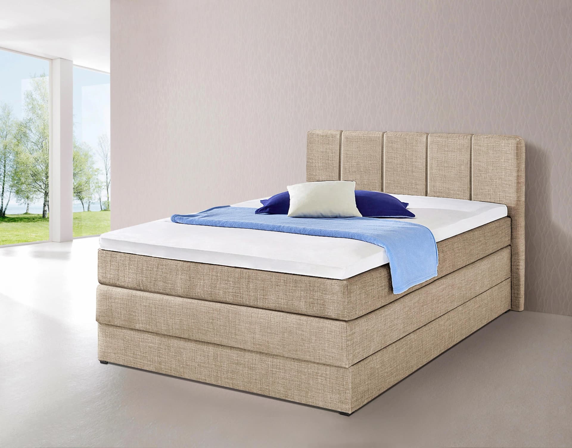 Boxspringbett HAPO Beige 7-Zonen-Kaltschaummatratze