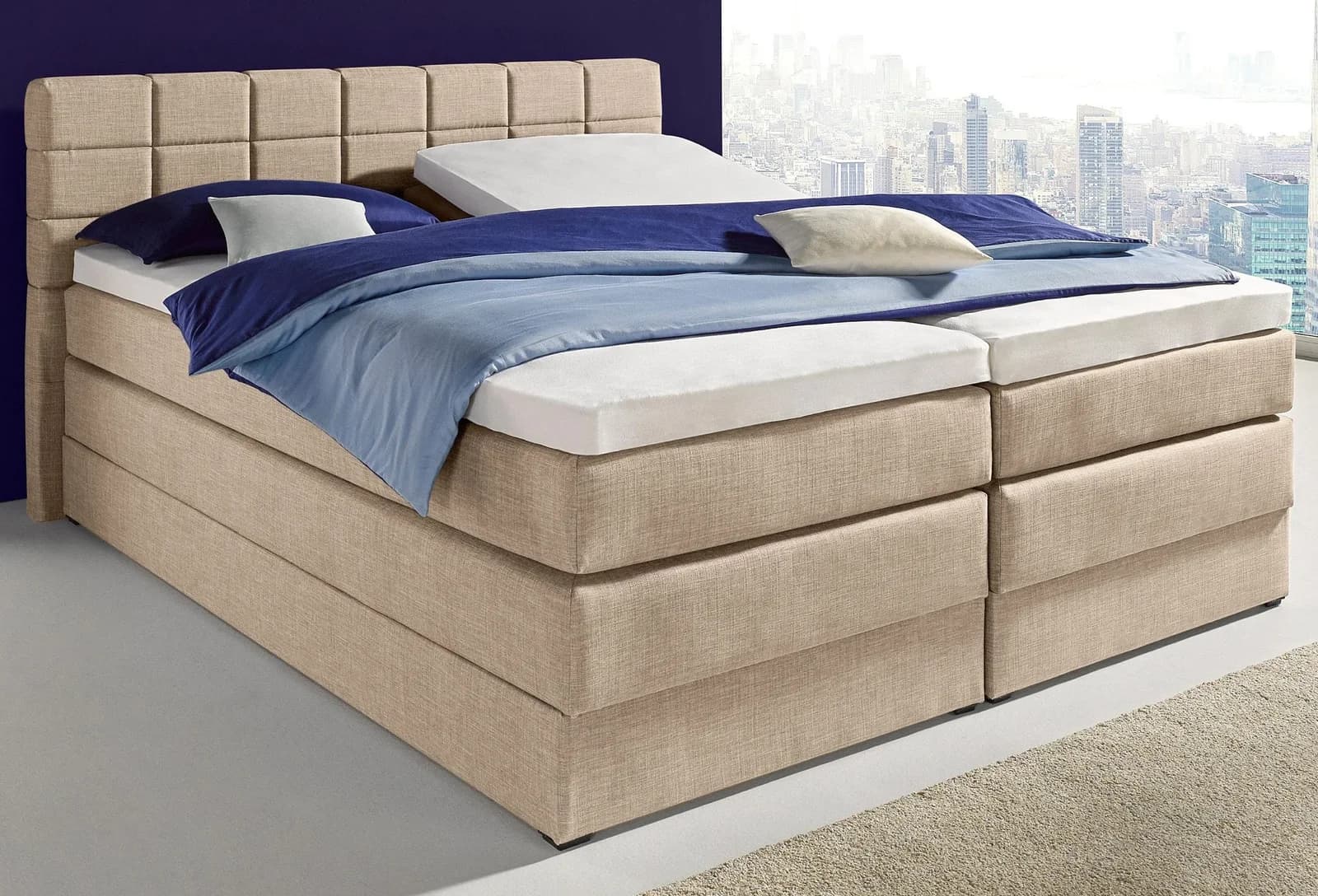 HAPO Boxspringbett Beige 7-Zonen-Kaltschaum mit Bettkasten