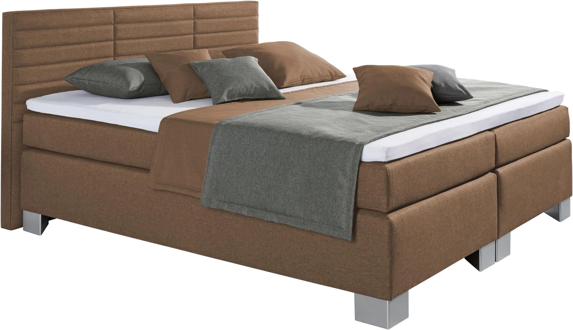 HAPO Boxspringbett hellbraun hohes Kopfteil 160x200 cm H3