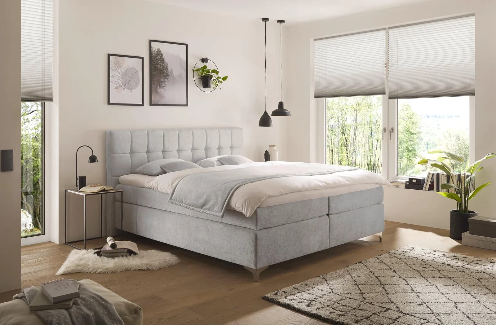 Hapo Boxspringbett Nizza hellgrau 160x200 cm
