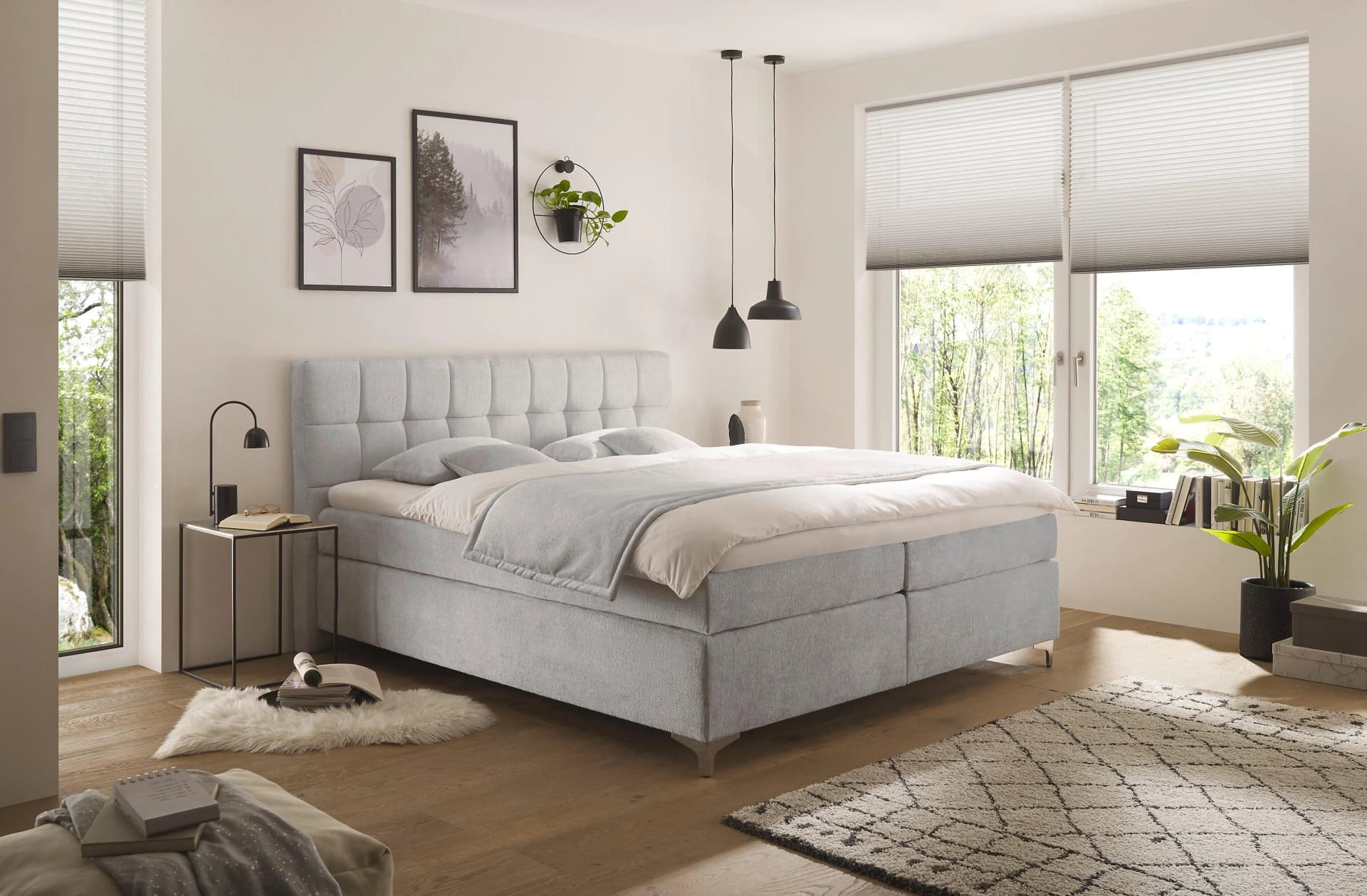 HAPO Boxspringbett Nizza hellgrau 180x200 cm
