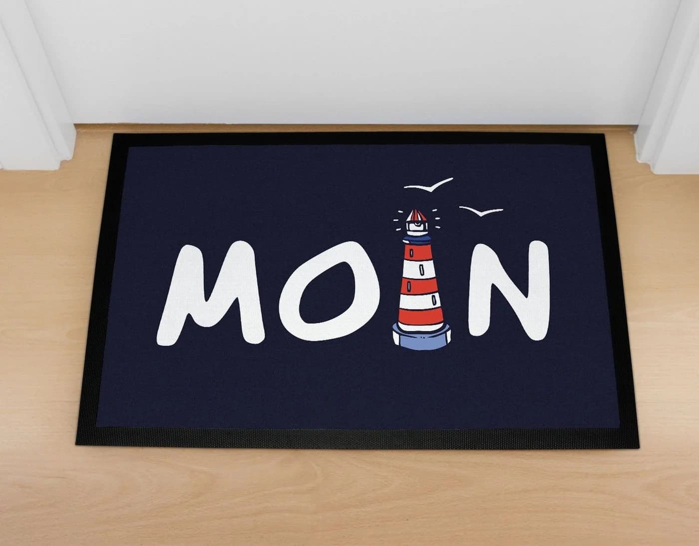 MoonWorks Fußmatte Moin maritim Leuchtturm schwarz