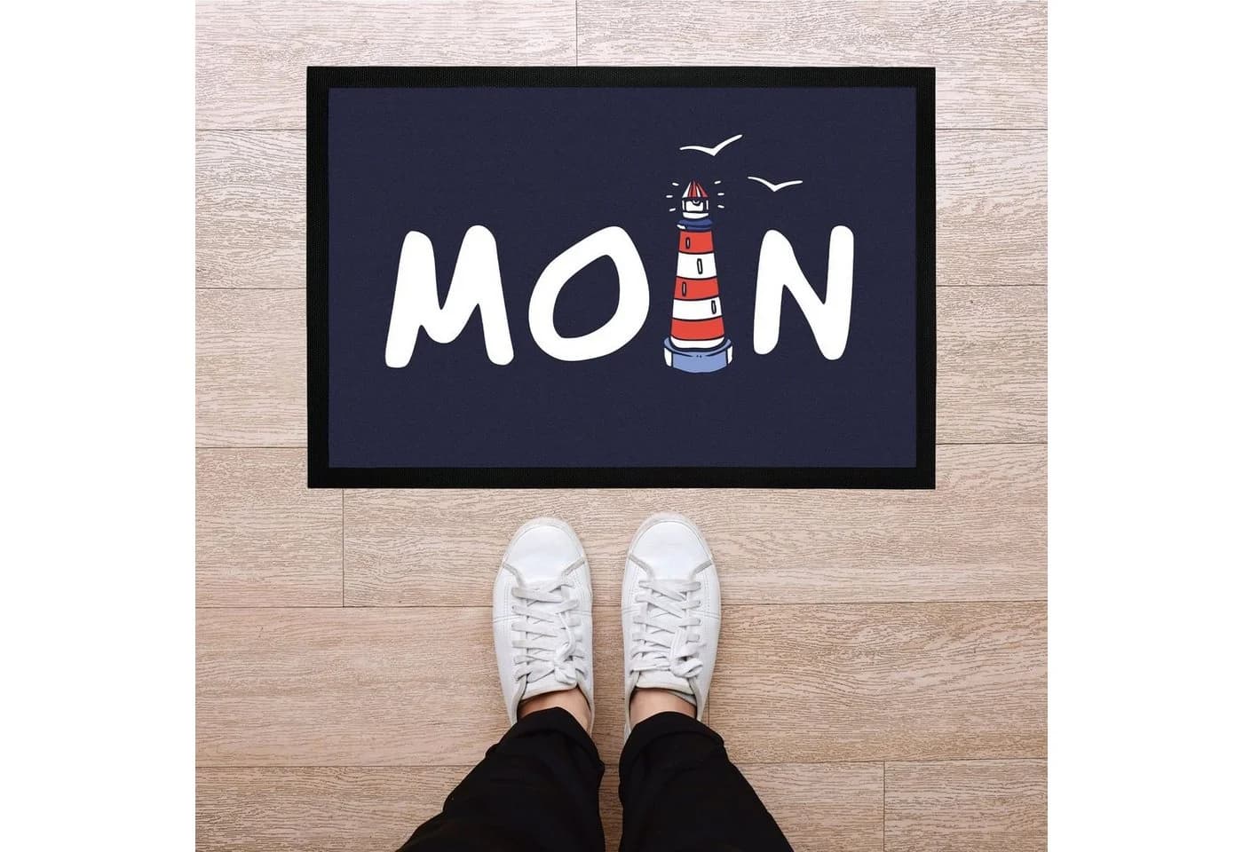 MoonWorks Fußmatte Moin maritim Leuchtturm schwarz - Bild 3