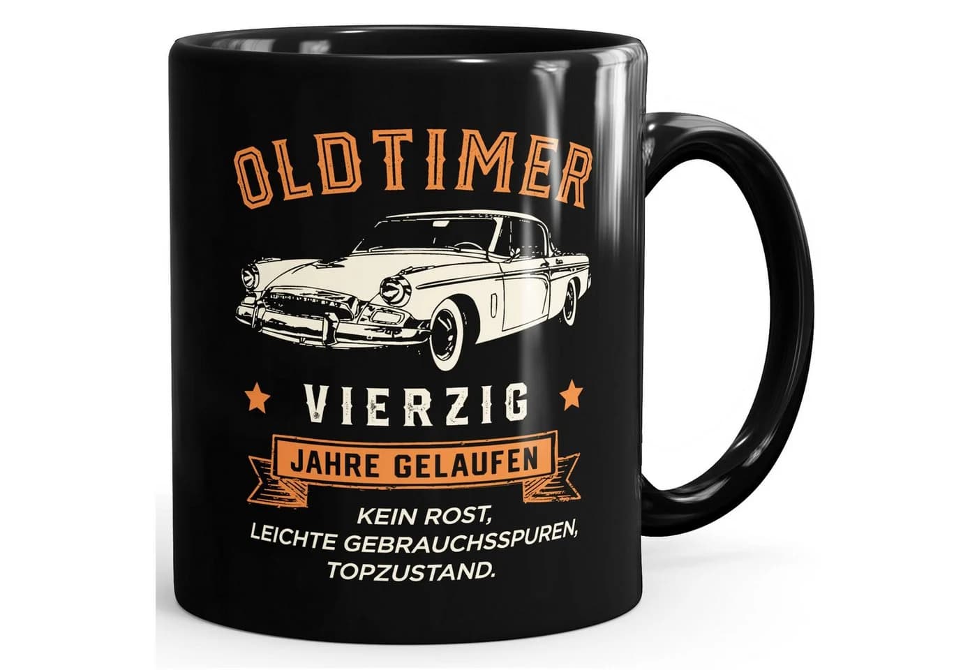 MoonWorks Kaffee-Tasse Oldtimer Retro Design Schwarz Keramik - Bild 2