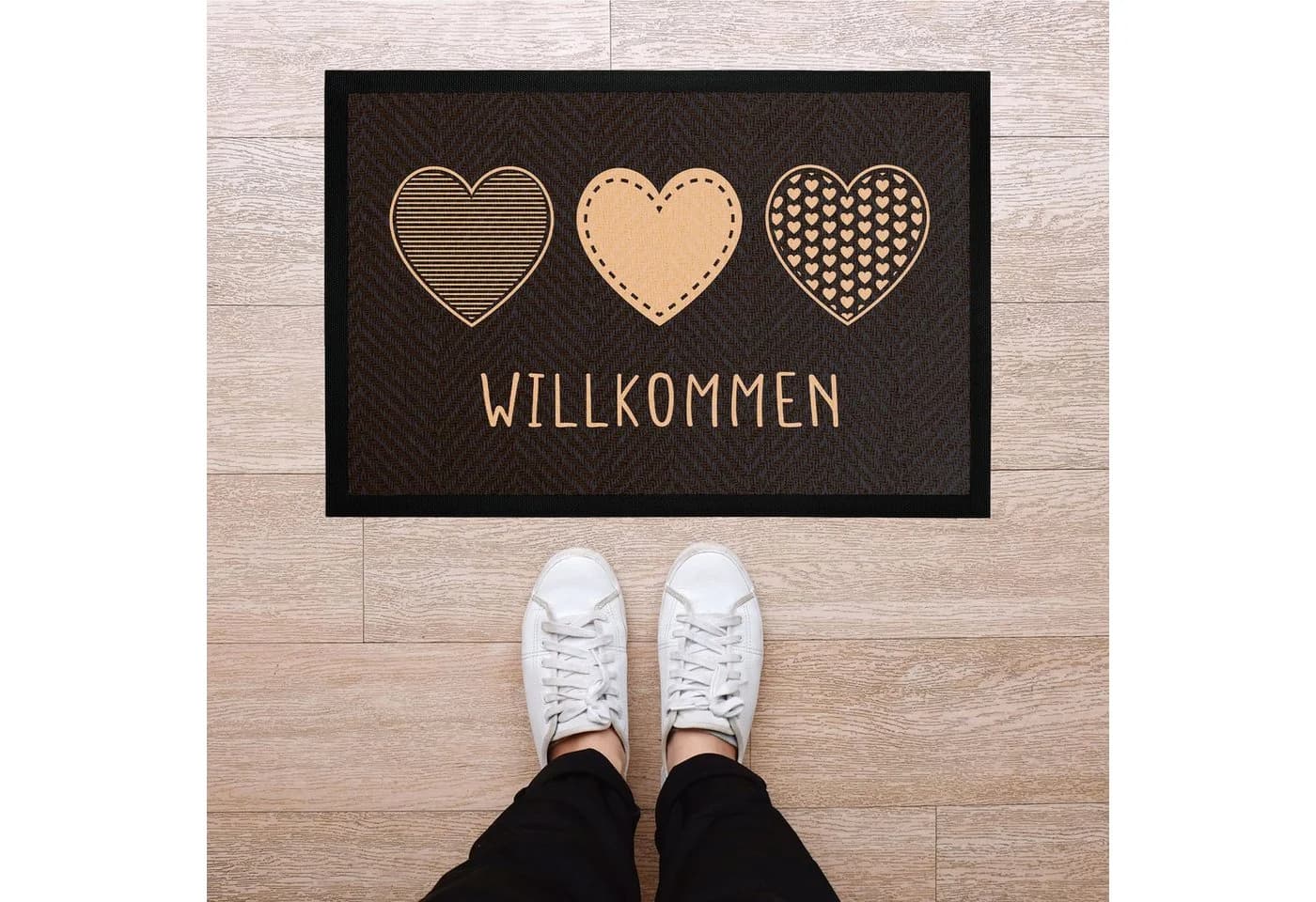 MoonWorks Fußmatte Willkommen Herzen Türmatte Deko Haustür Eingang - Bild 3