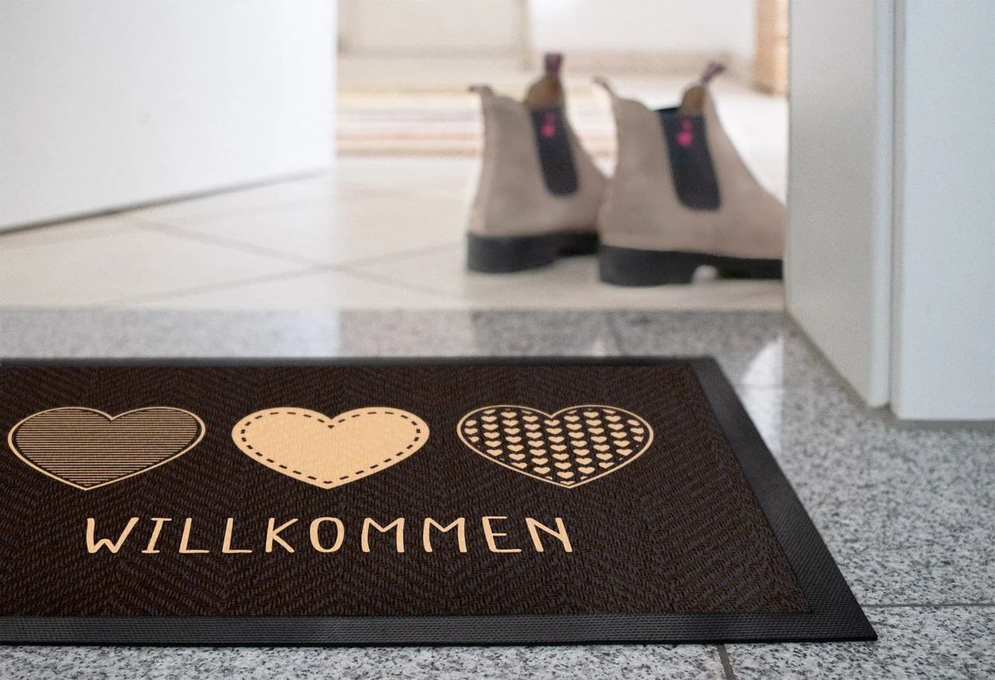 MoonWorks Fußmatte Willkommen Herzen Türmatte Deko Haustür Eingang - Bild 5