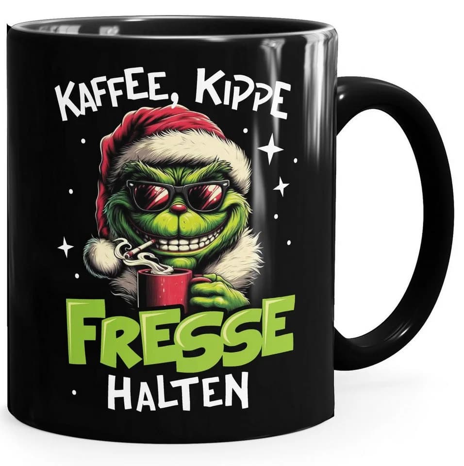 MoonWorks Keramiktasse mit Grinch Weihnachtsmotiv Schwarz - Bild 2