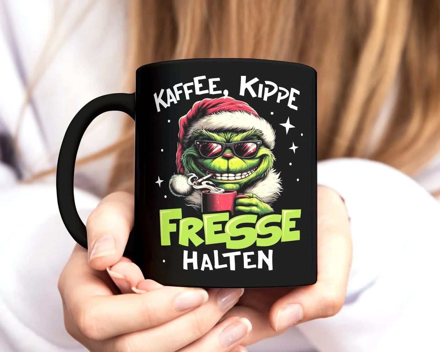 MoonWorks Keramiktasse mit Grinch Weihnachtsmotiv Schwarz - Bild 4