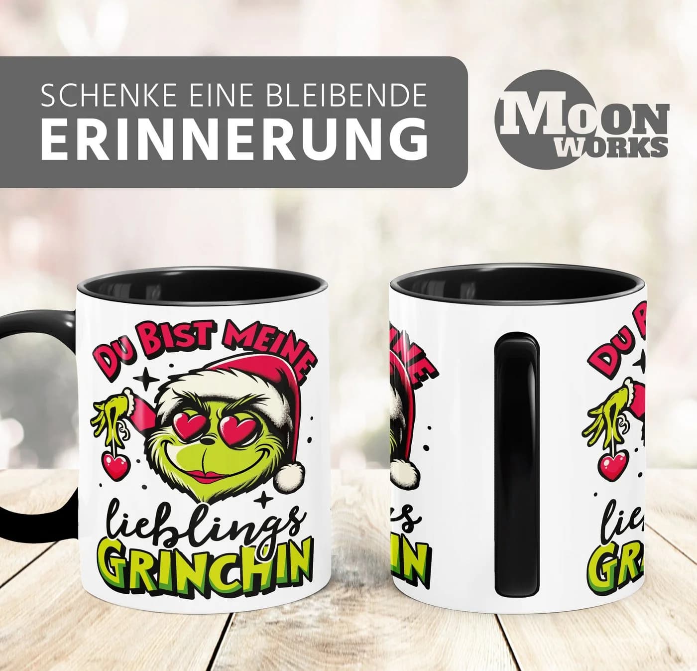 MoonWorks Keramik Tasse Weihnachten Grinch Spruch Schwarz
