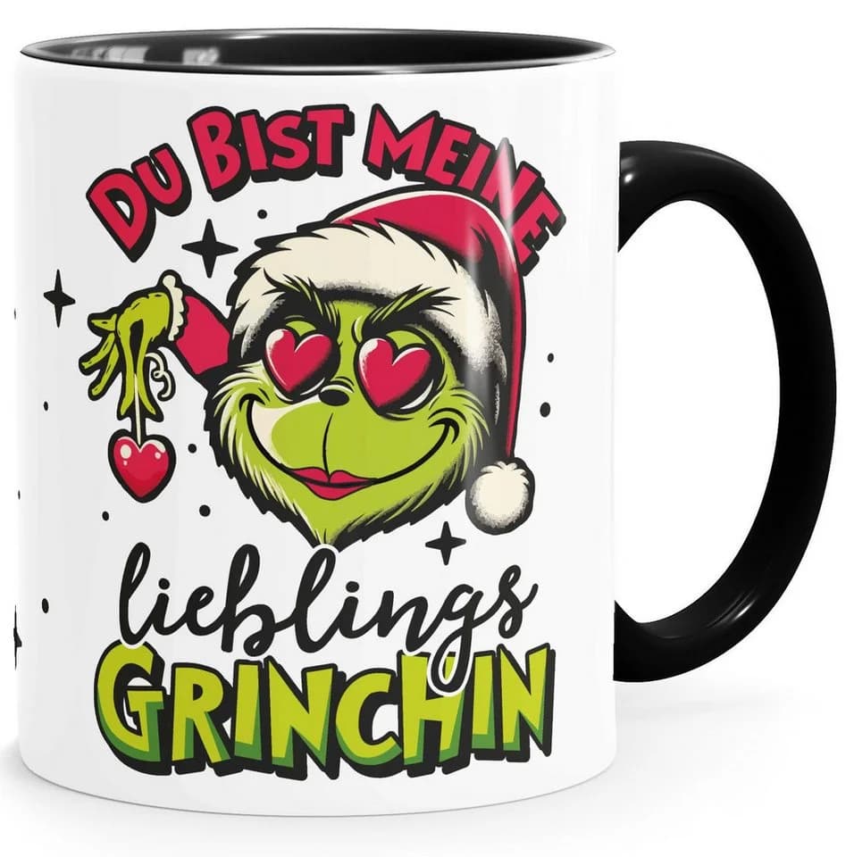 MoonWorks Keramik Tasse Weihnachten Grinch Spruch Schwarz - Bild 2