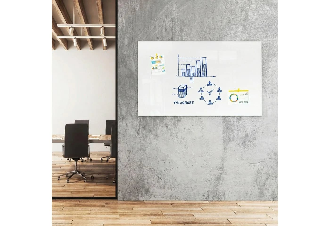 Master of Boards Glas-Whiteboard Pearlwhite rahmenlos magnethaftend