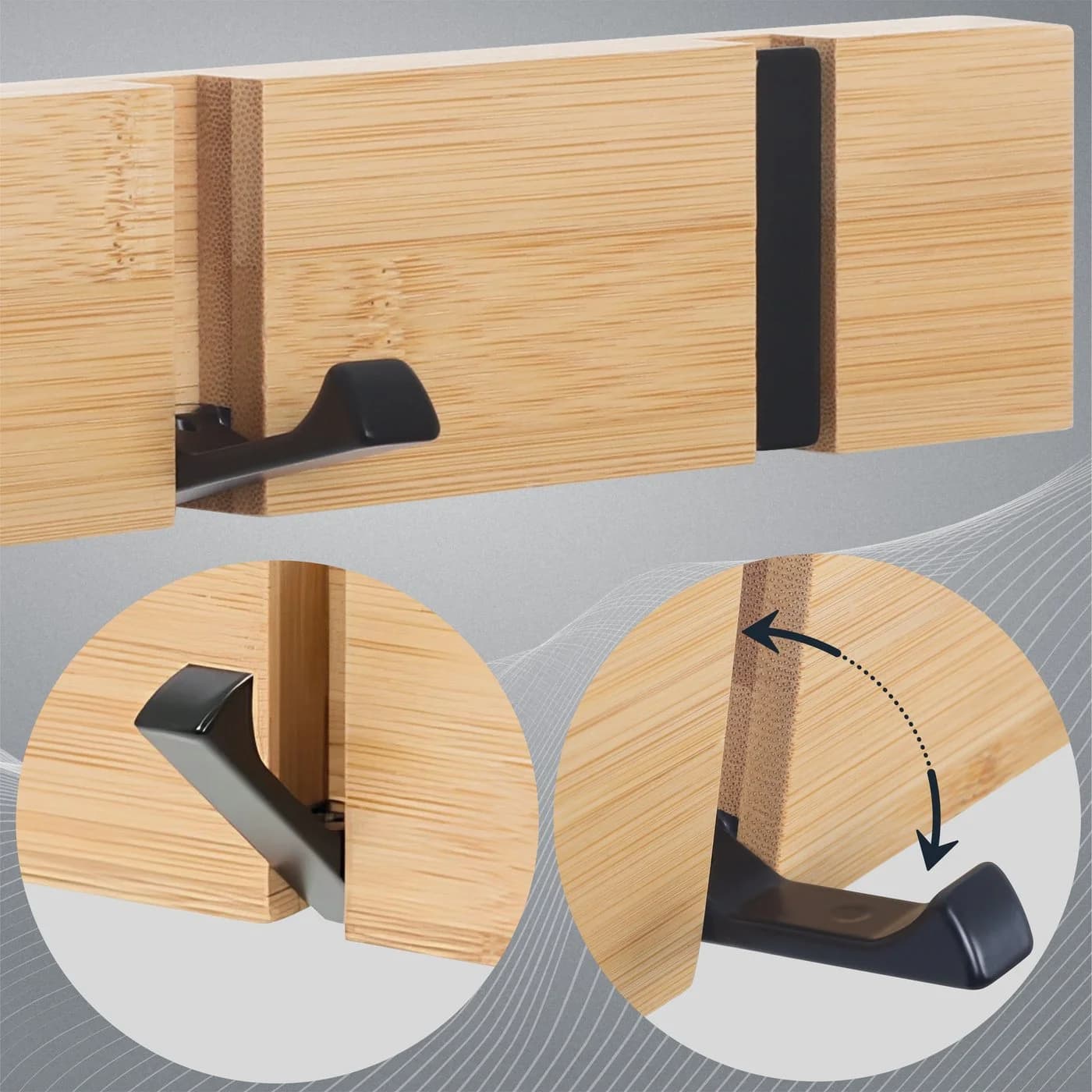 RICOO Garderobenleiste MH023S-N Bambus Klappbar Beige - Bild 4