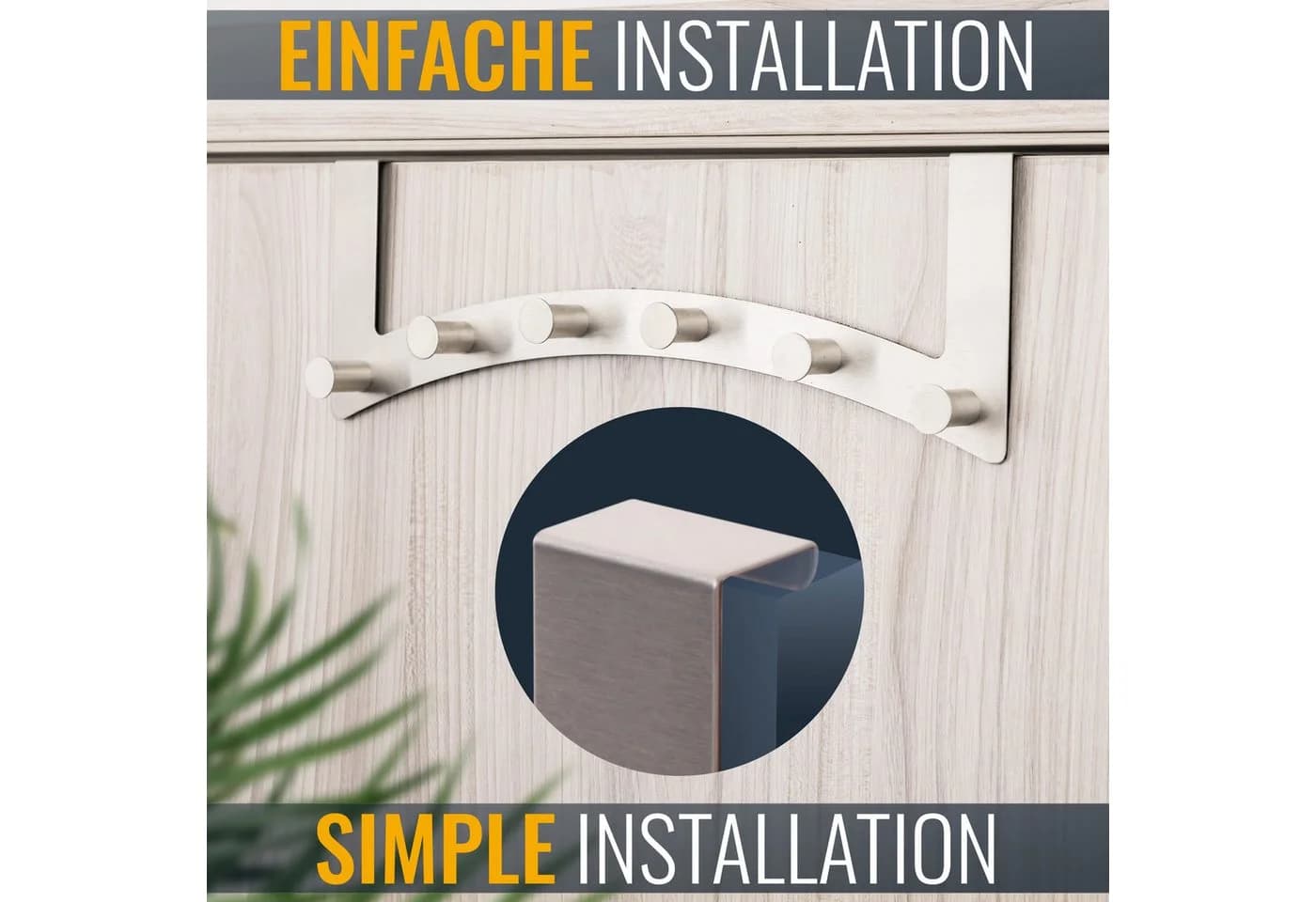RICOO Hängegarderobe MH027 Türhakenleiste 6 Haken Stahl