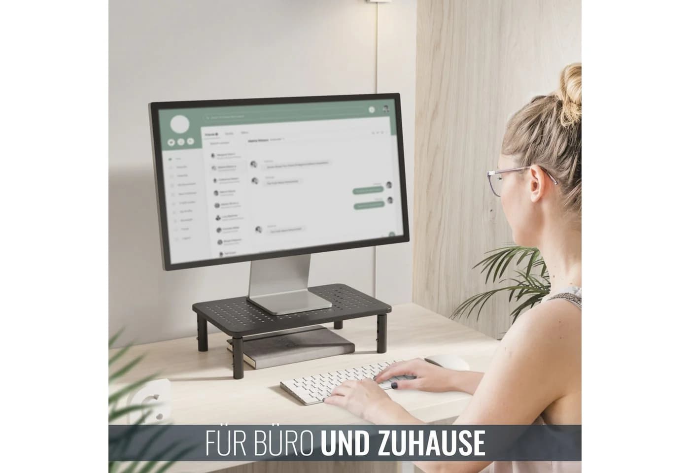 RICOO Monitor Tischaufsatz Schwarz Höhenverstellbar Stahl