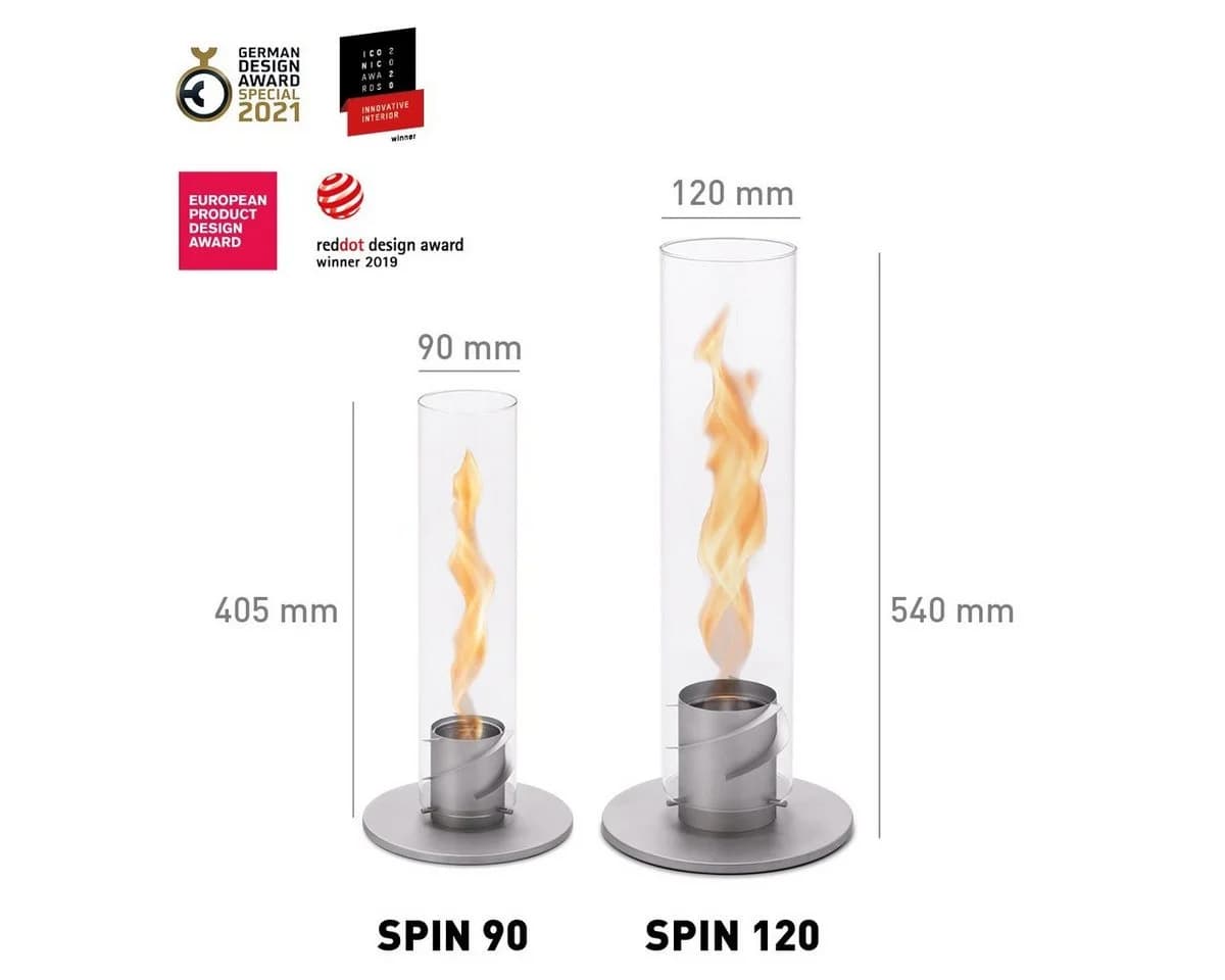 höfats Tischfeuer SPIN 90, 120 Edelstahl Grau