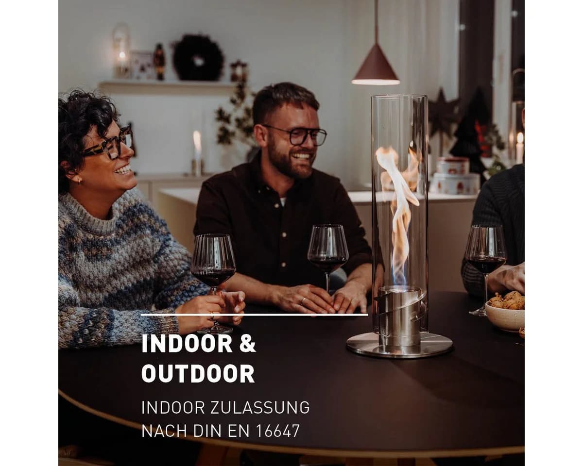höfats Tischfeuer SPIN Silber Glaszylinder Bioethanol Indoor Outdoor - Bild 4