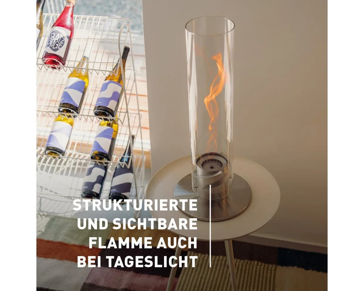 höfats Tischfeuer SPIN Silber Glaszylinder Bioethanol Indoor Outdoor - Bild 5
