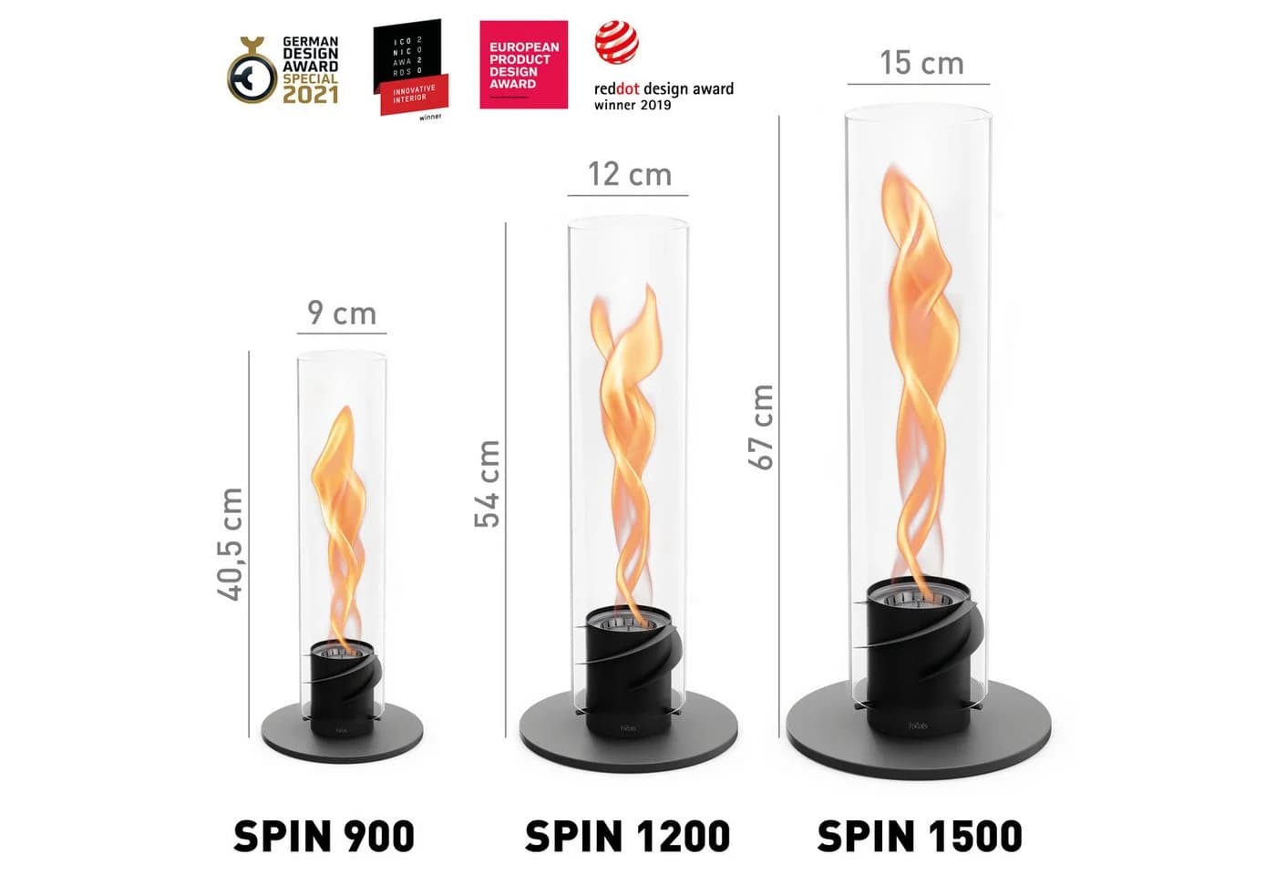 höfats Tischfeuer SPIN Schwarz Moderner Tischkamin
