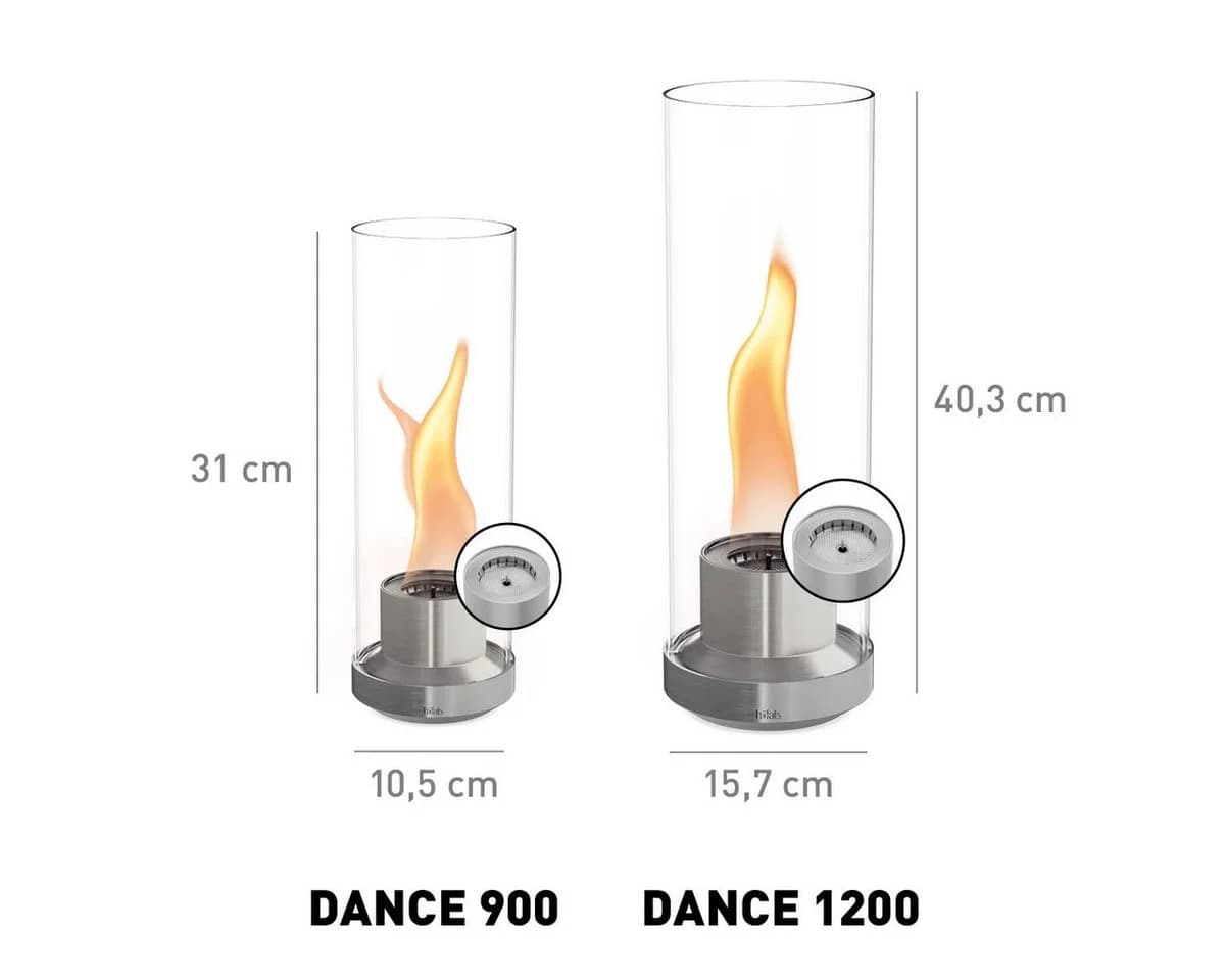 höfats Tischfeuer DANCE 900, 1200 Bioethanol Kamin Silber
