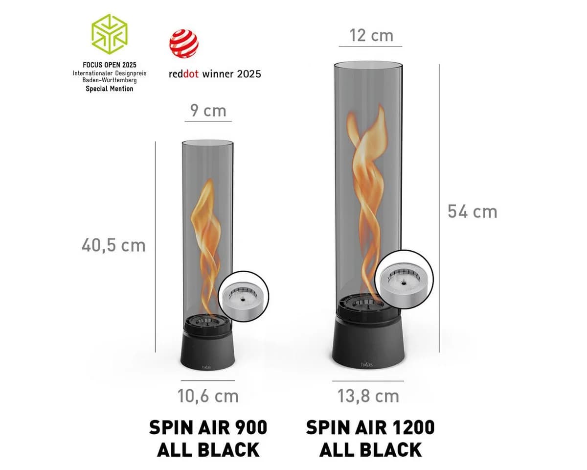 höfats Tischfeuer SPIN air Feuerschale mit Flammenwirbel für Tischdeko, wärmende Feuersäule