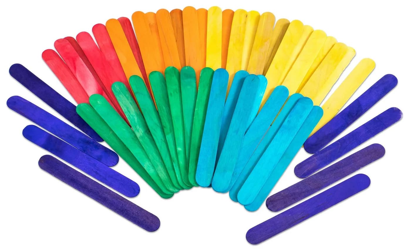 Betzold Bastelnaturmaterial Holzstäbchen, breit Bunt