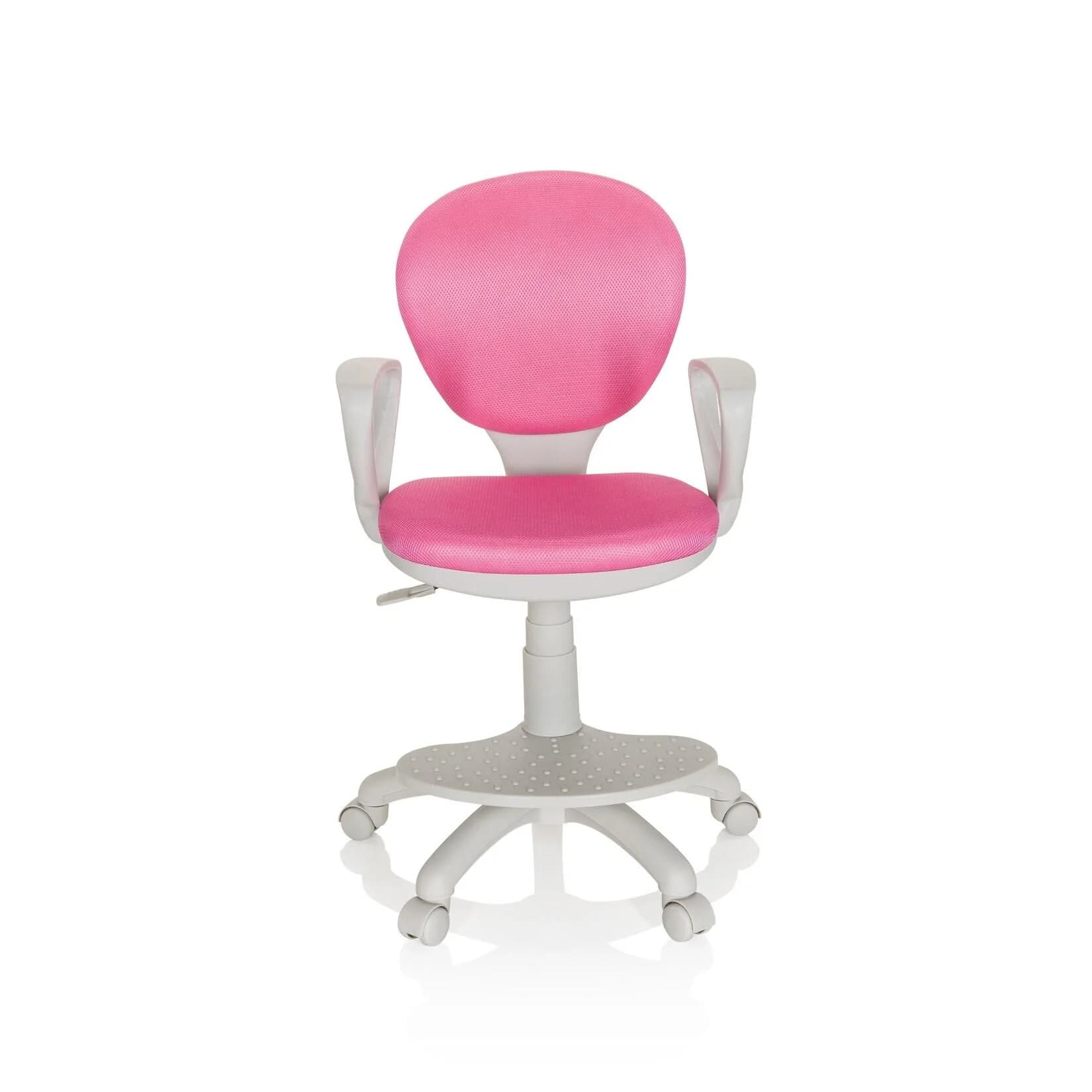 hjh OFFICE Kinderdrehstuhl KID COLOUR G1 Stoff Rosa Grau mit Armlehnen