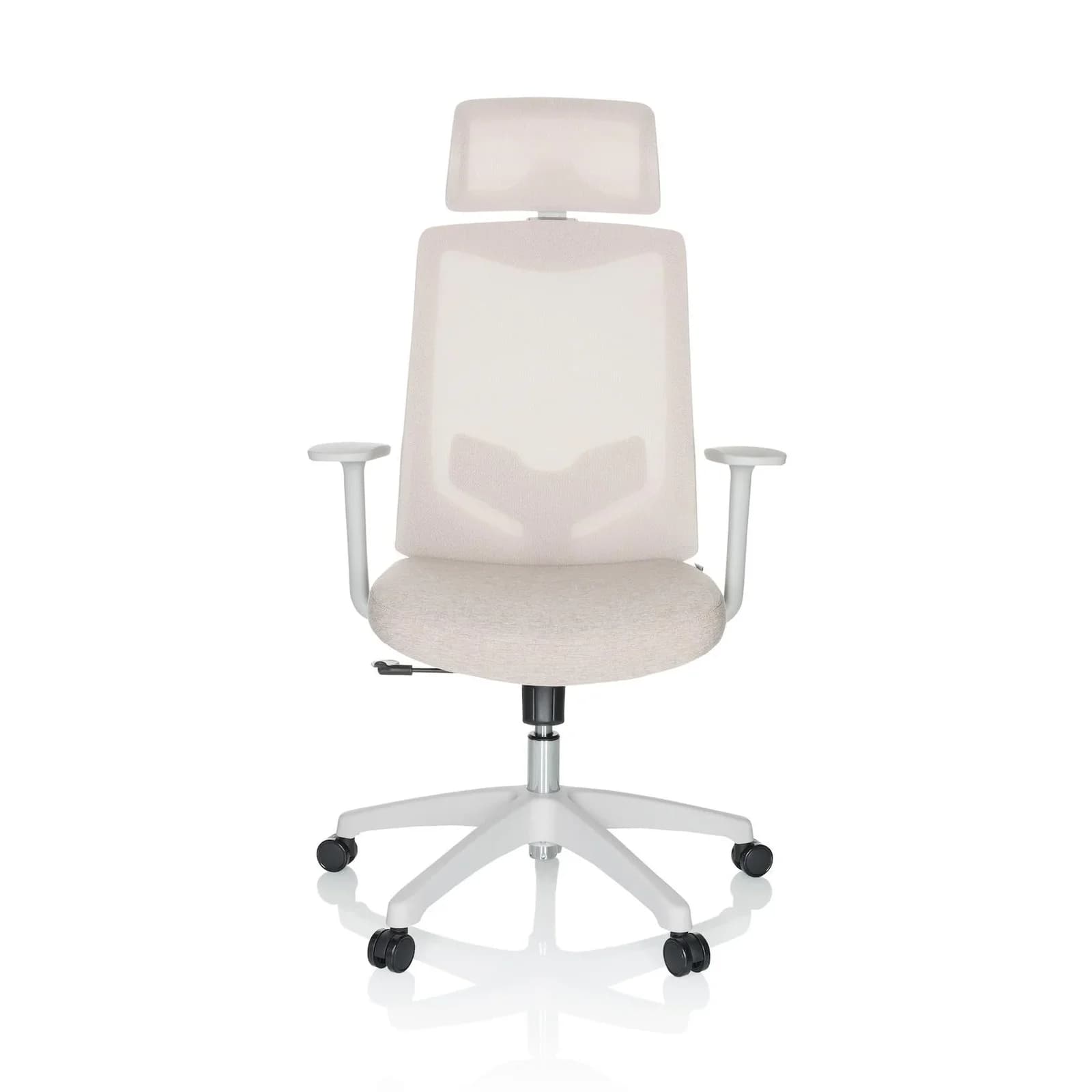hjh OFFICE Bürostuhl MIKEO W Stoff Hellgrau Beige mit Armlehnen