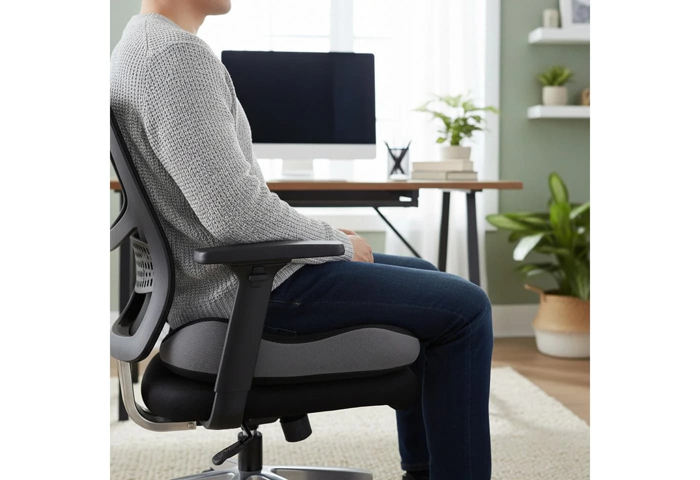 hjh OFFICE Sitzkissen MEDISIT VI Stoff Orthopädisches Kissen mit Memory-Effekt - Bild 5
