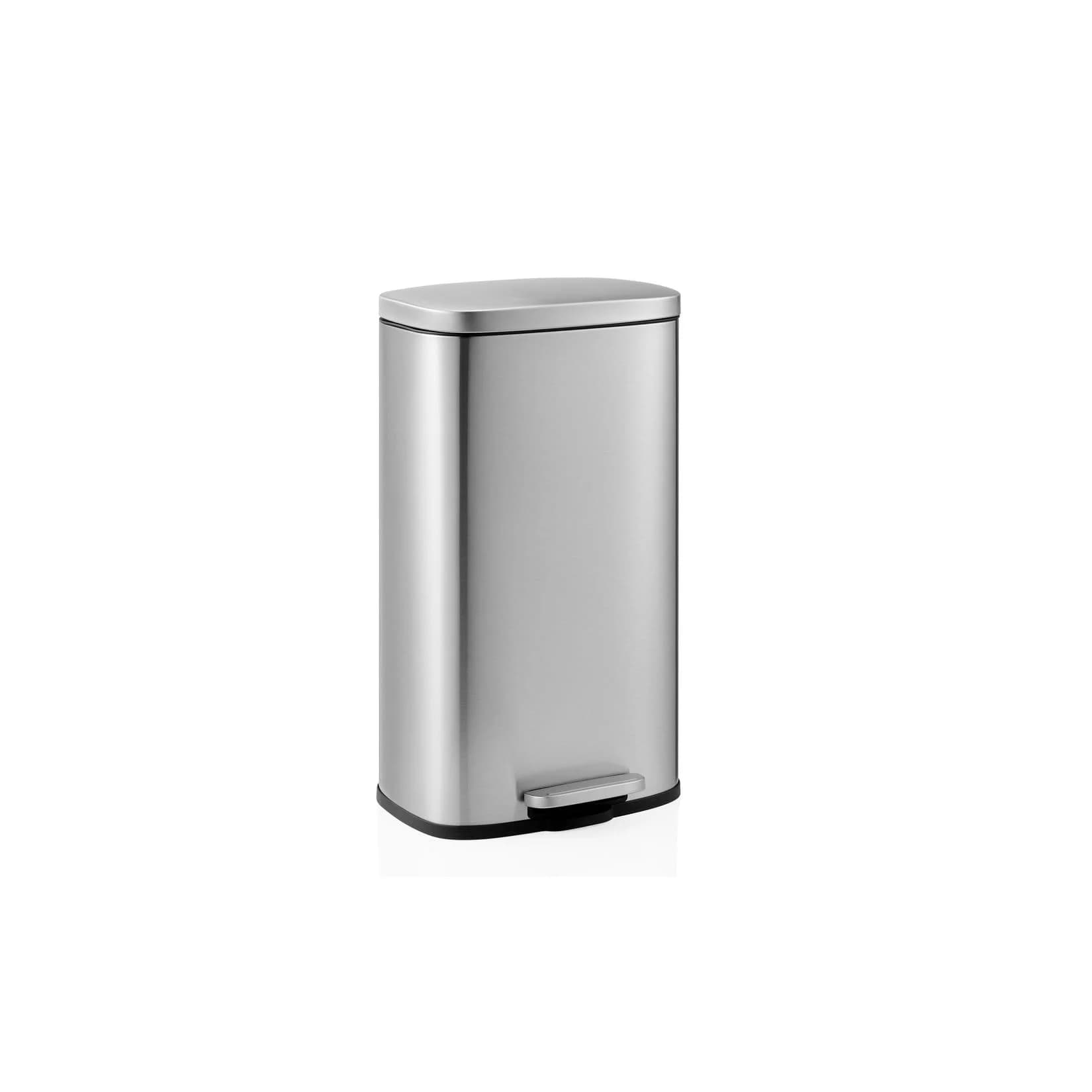 hjh OFFICE Mülleimer Clean 15 Edelstahl Kunststoff Silber