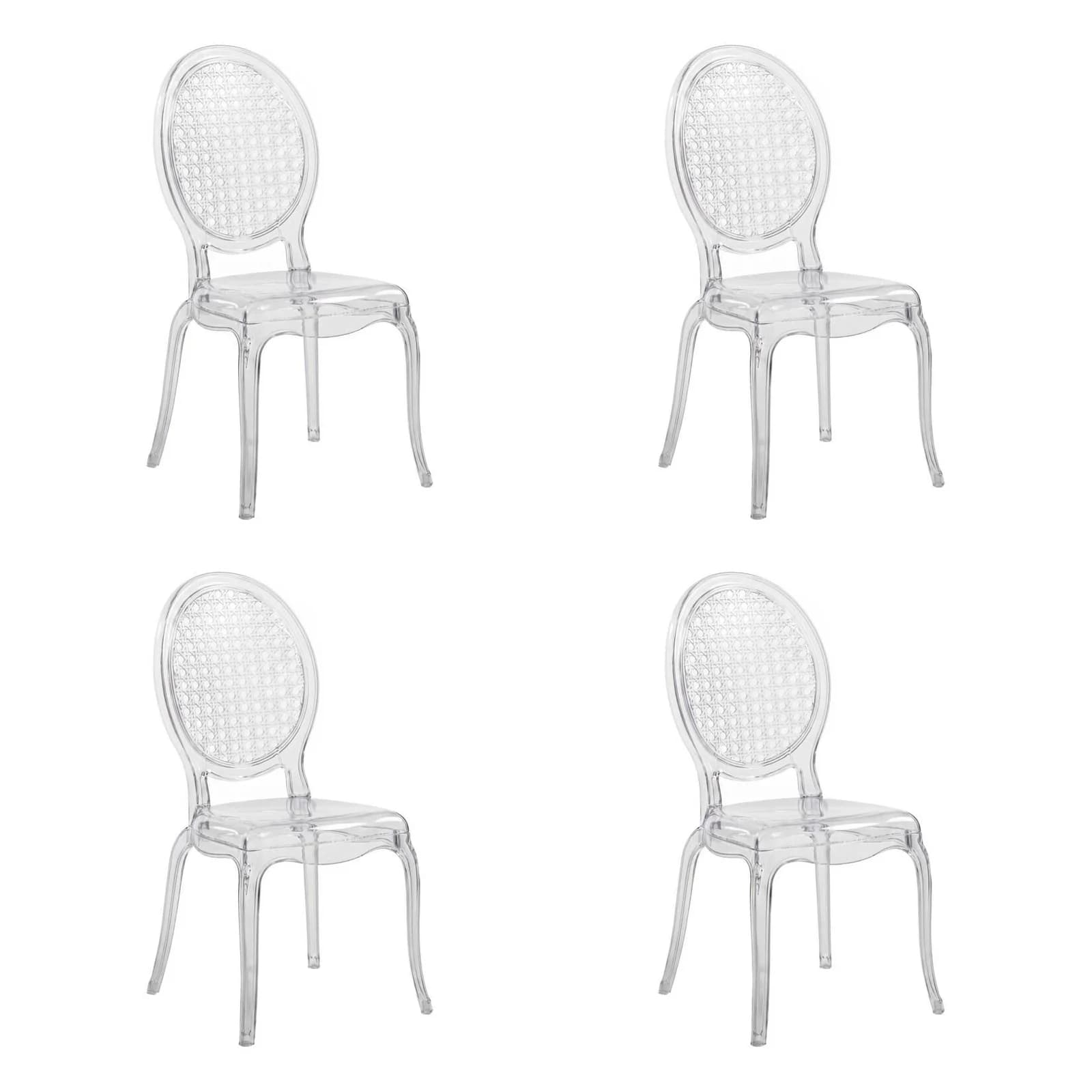 hjh LIVING Vierfußstuhl 4er Pack CRISTALIO Kunststoff transparent