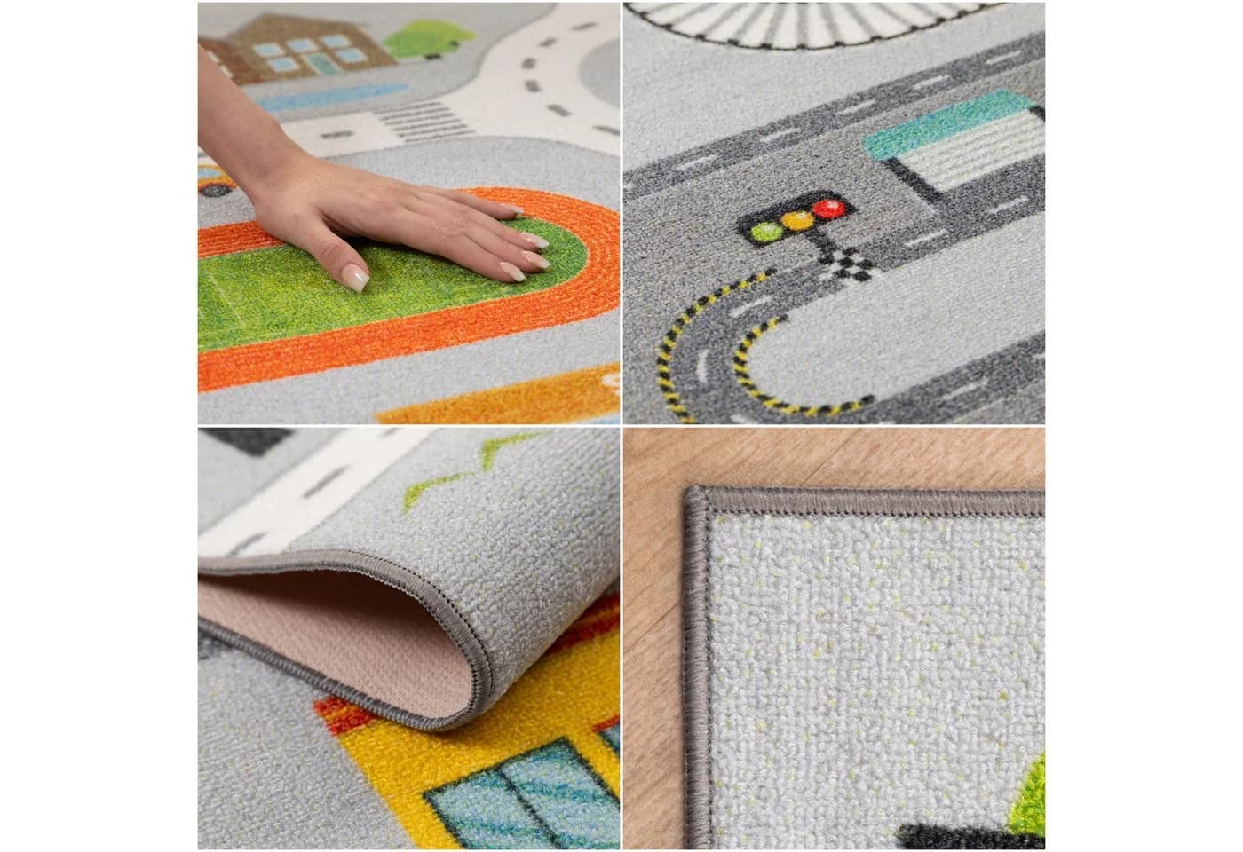 Carpettex Kinderteppich Grau Rechteckig Rutschfest Waschbar