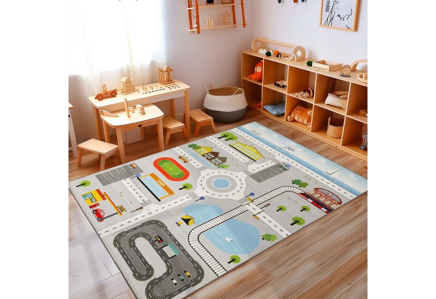 Carpettex Kinderteppich Grau Rechteckig Rutschfest Waschbar - Bild 2
