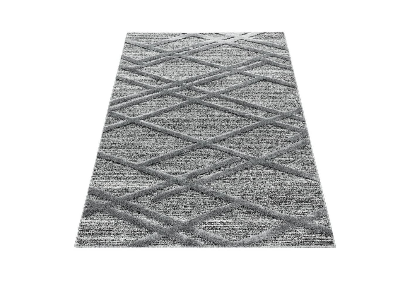 Carpettex Hochflor-Teppich Boho Grau Rund 20mm
