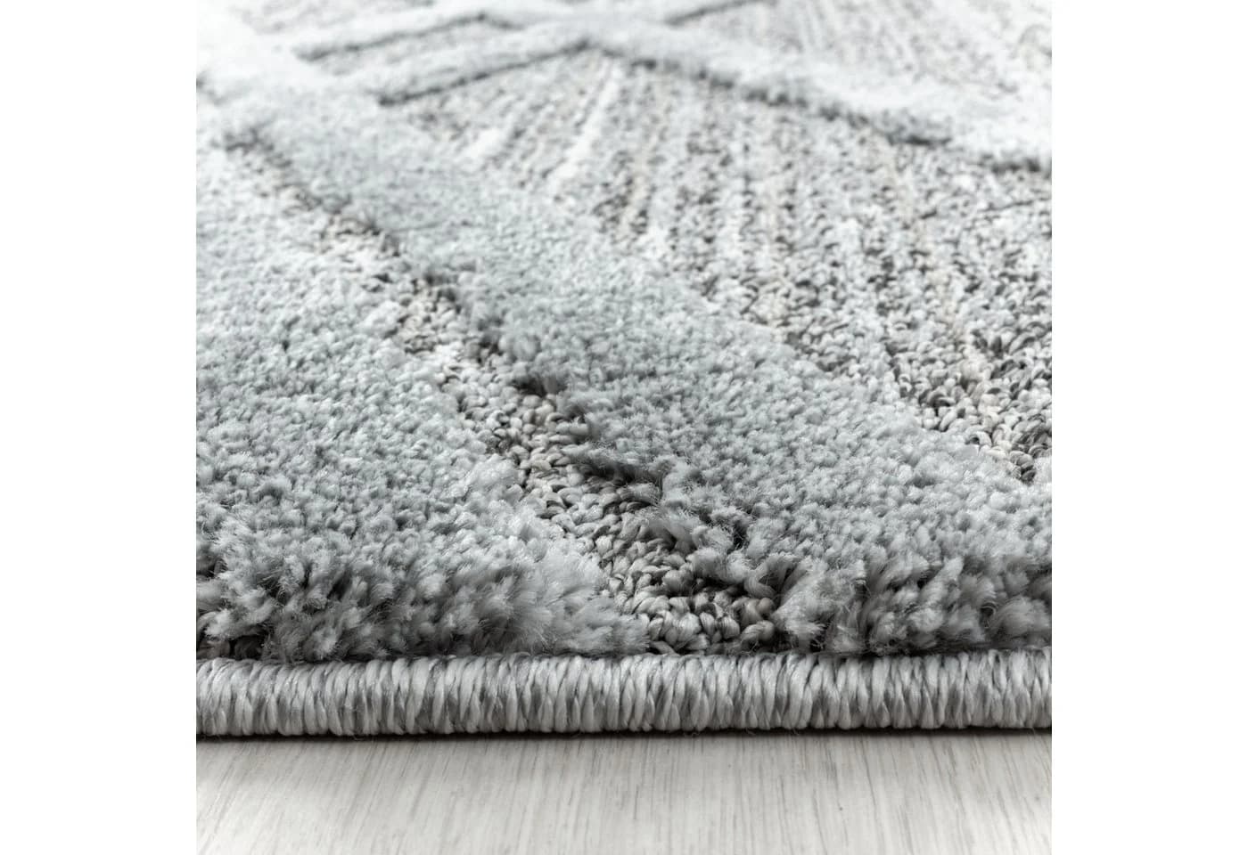 Carpettex Hochflor-Teppich Boho Grau Rund 20mm - Bild 4