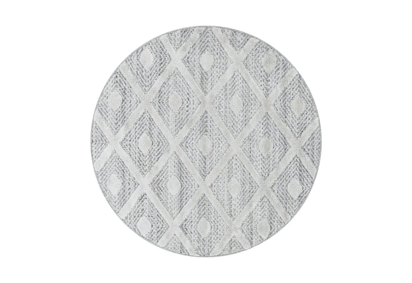 Carpettex Hochflor-Teppich Grau Geometrisches Design Rund - Bild 3