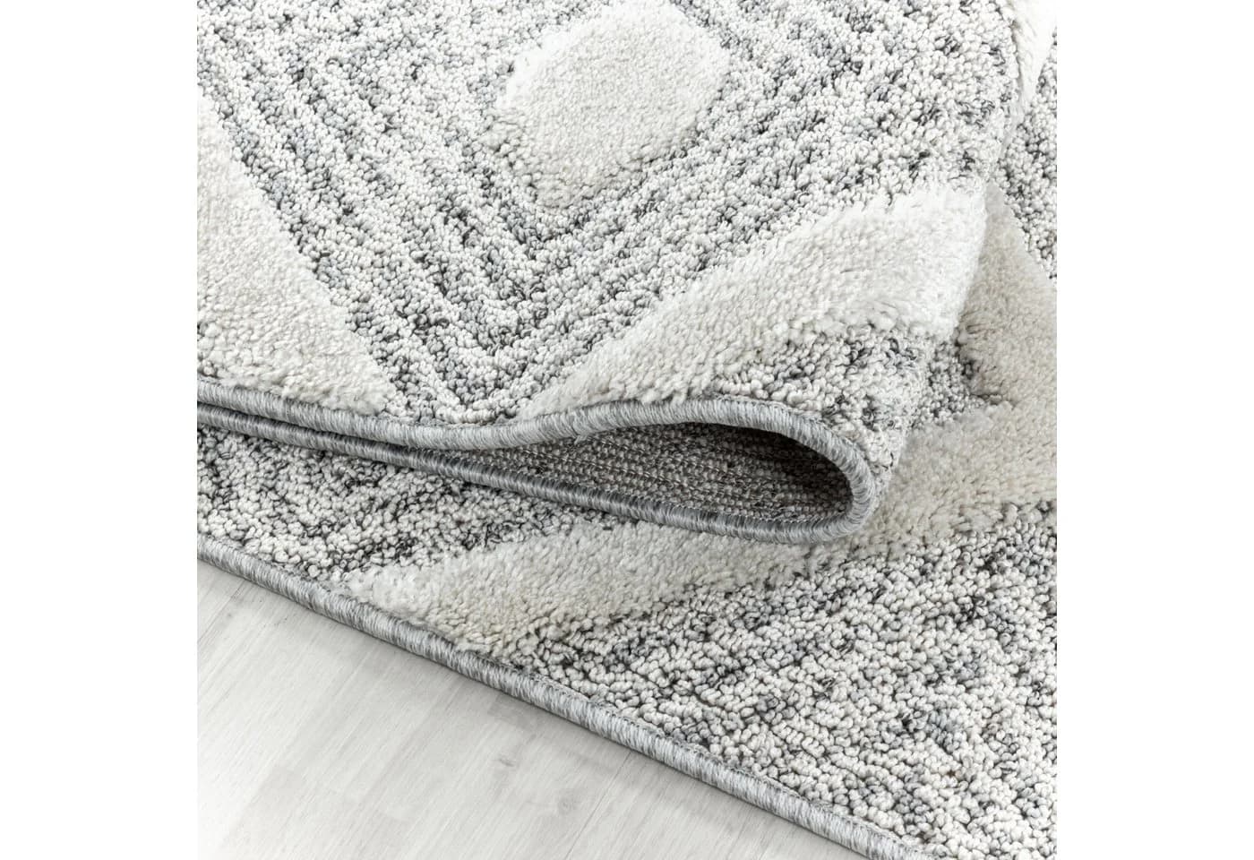 Carpettex Hochflor-Teppich Grau Geometrisches Design Rund - Bild 5