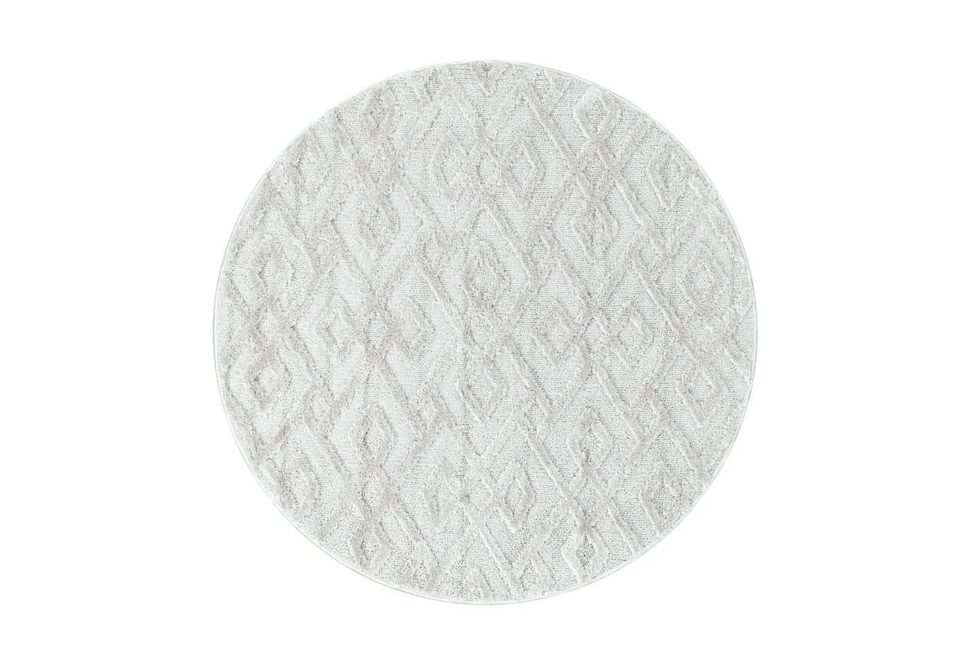Carpettex Hochflor-Teppich Geometrisch Design Rund Creme Boho - Bild 3