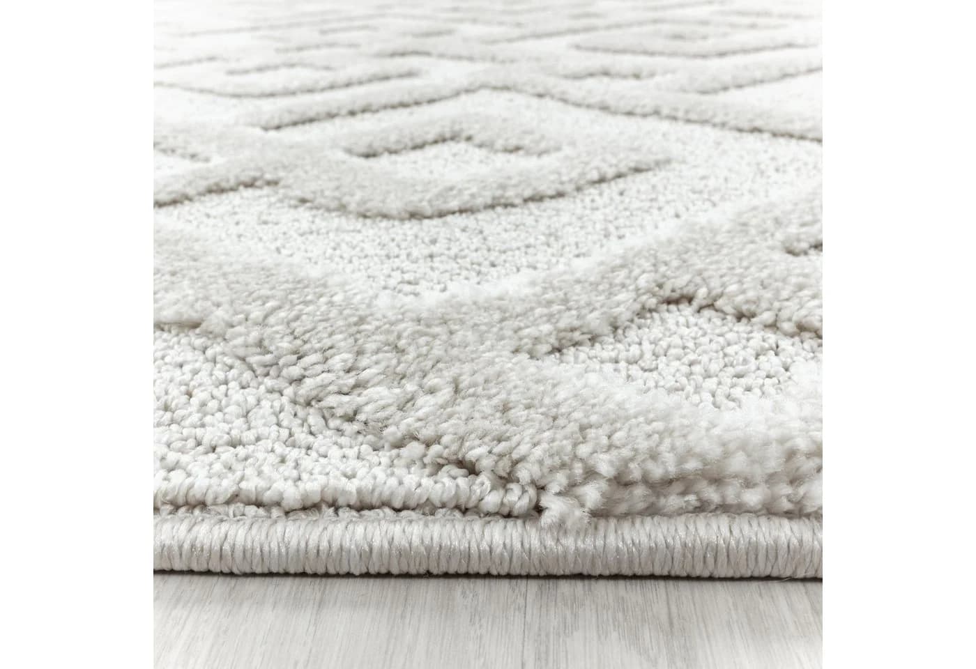 Carpettex Hochflor-Teppich Geometrisch Design Rund Creme Boho - Bild 4