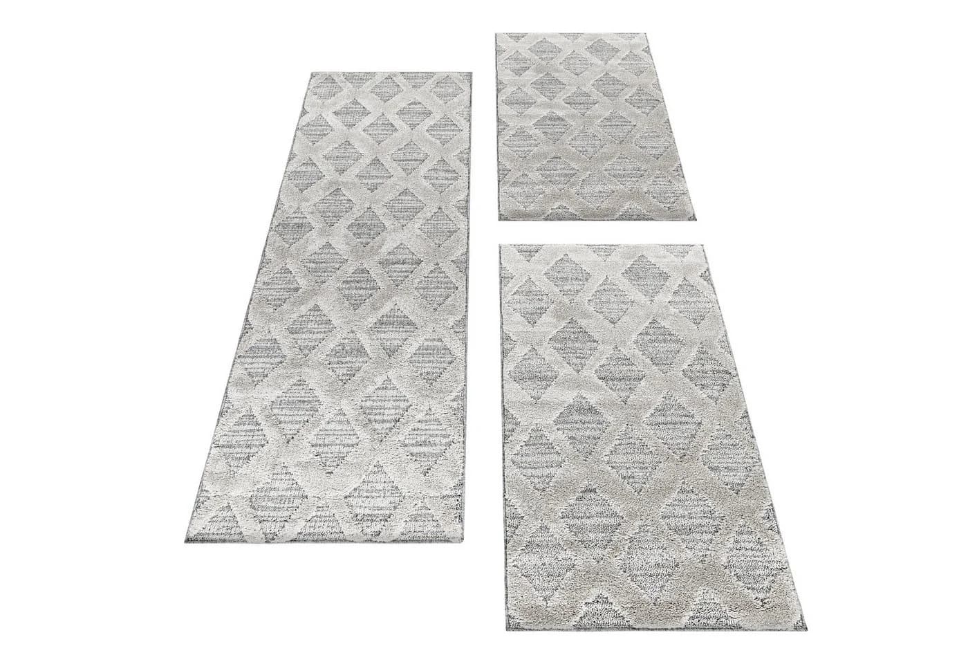 Carpettex Bettumrandung Boho-Design Grau 3-tlg. Polypropylen
