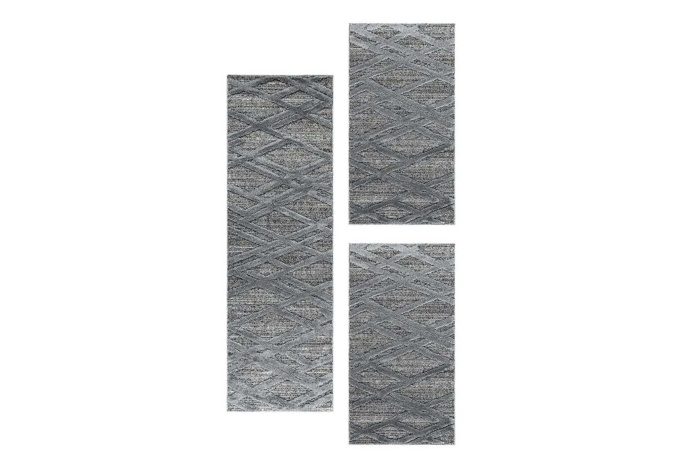 Carpettex Hochflor-Bettumrandung Boho-Design Grau 3-tlg. - Bild 2
