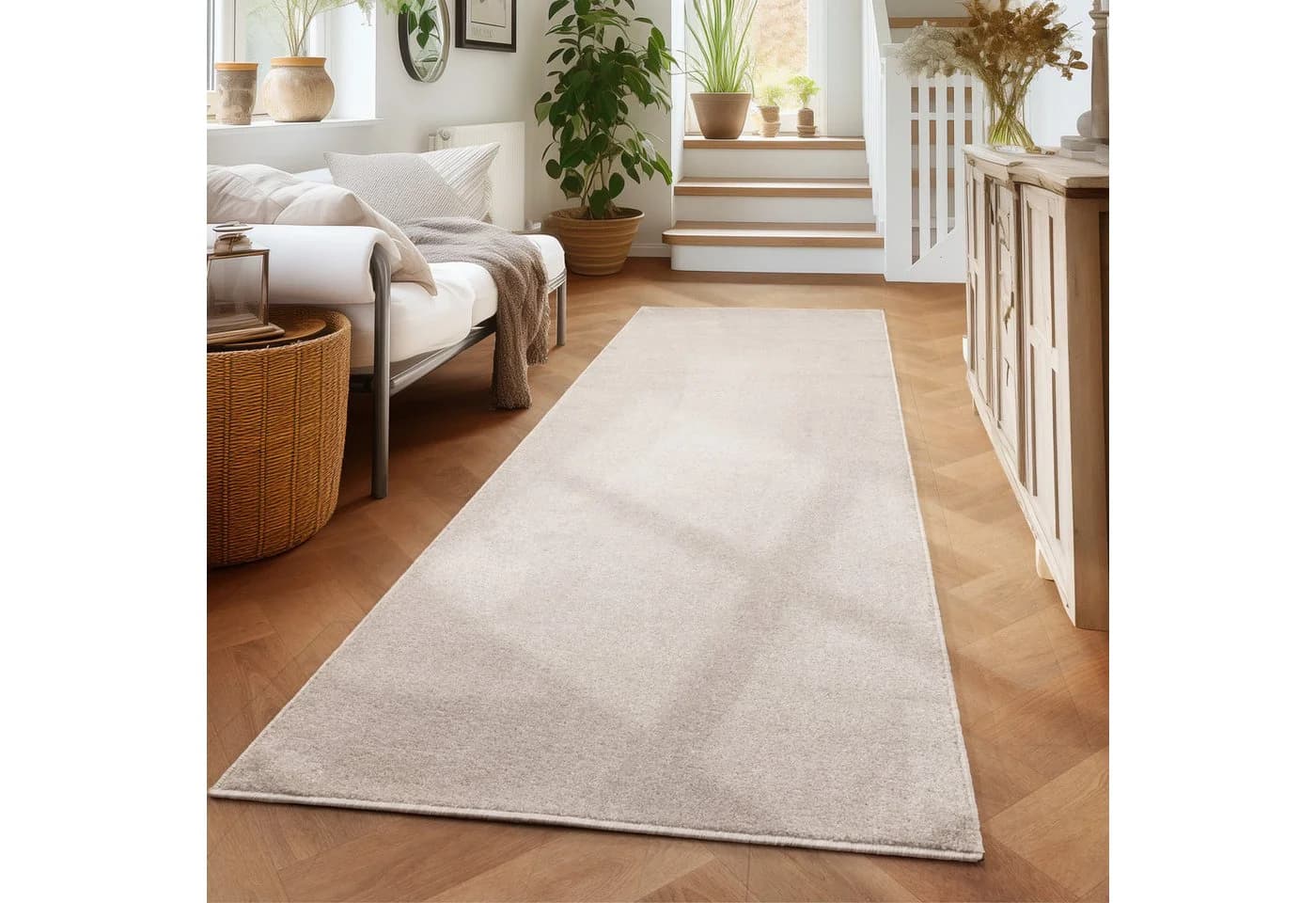 Carpettex Veloursteppich Unicolor Beige Kurzflor