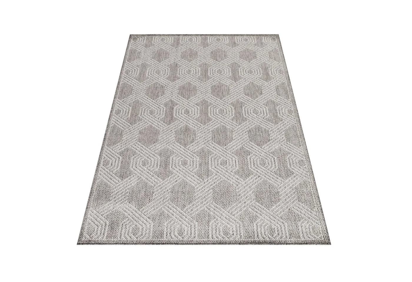 Carpettex Outdoorteppich Geometrisch Grau Wetterfest