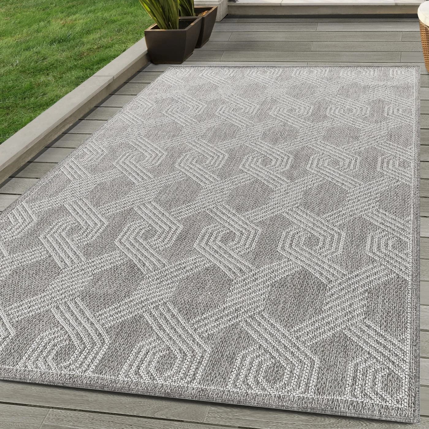Carpettex Outdoorteppich Geometrisch Grau Wetterfest - Bild 2