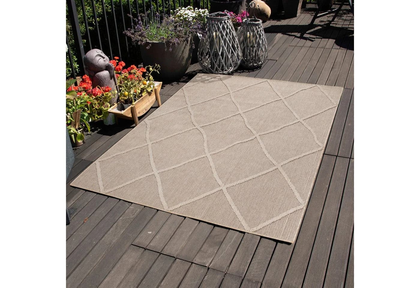 Carpettex Outdoorteppich Boho-Design Läufer Beige Indoor Outdoor - Bild 2