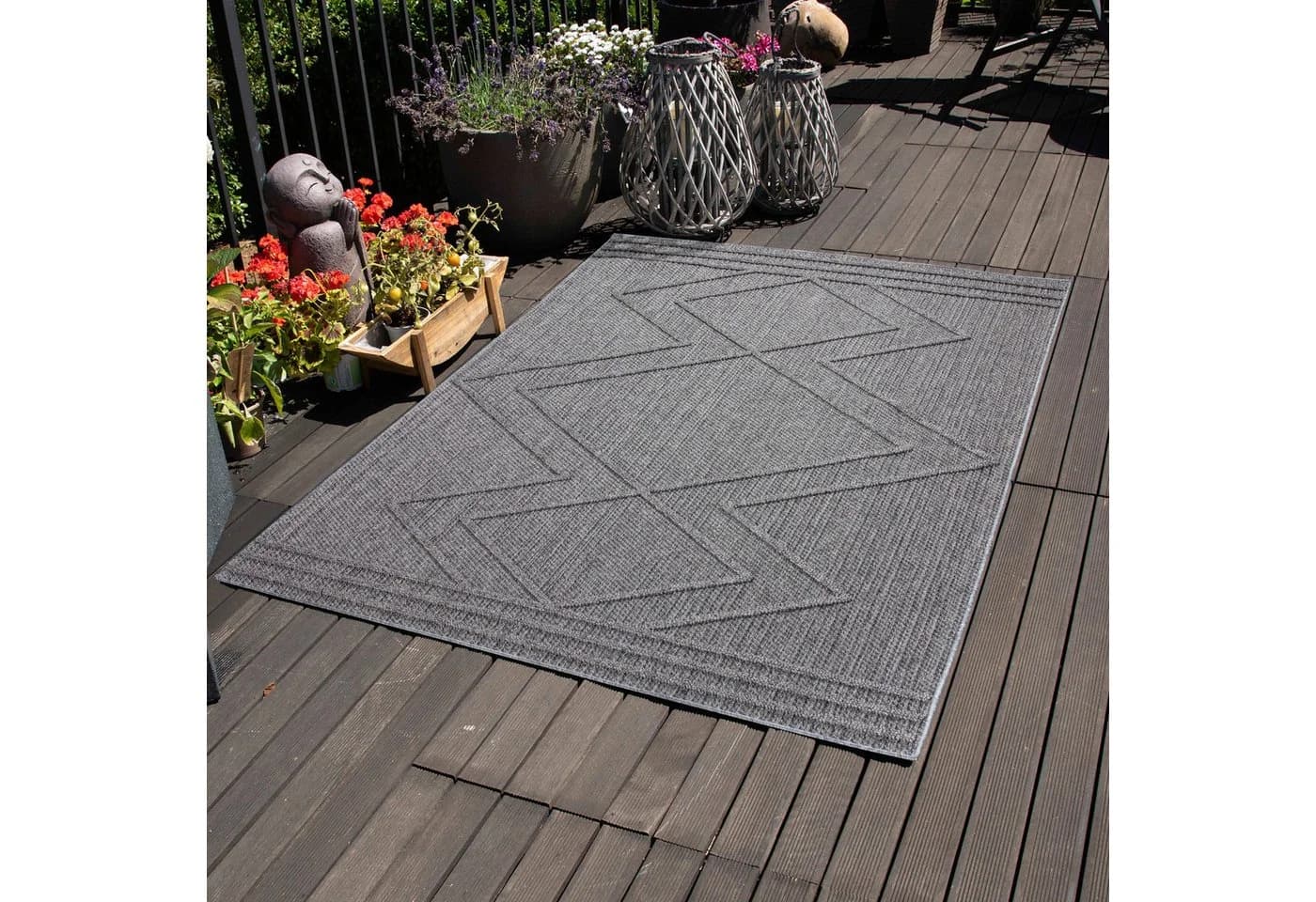 Carpettex Outdoorteppich Boho-Design Grau Indoor/Outdoor - Bild 2