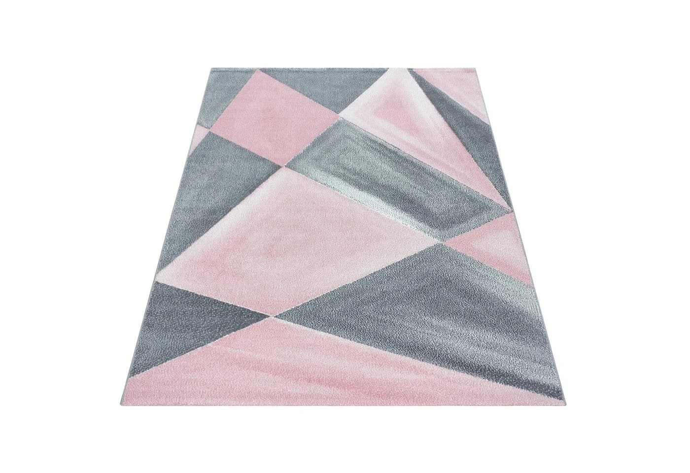 Carpettex Geometrischer Teppich Rosa Kurzflor