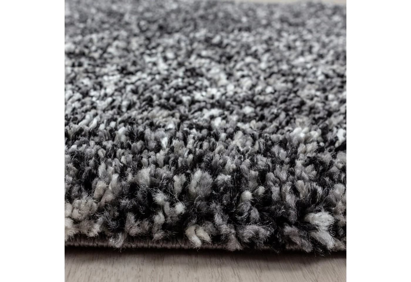 Carpettex Hochflor-Teppich Meliert Design Anthrazit Rund